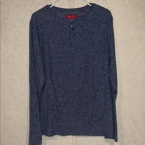 DKNY Men's Heathered Blue Long Sleeve Henley